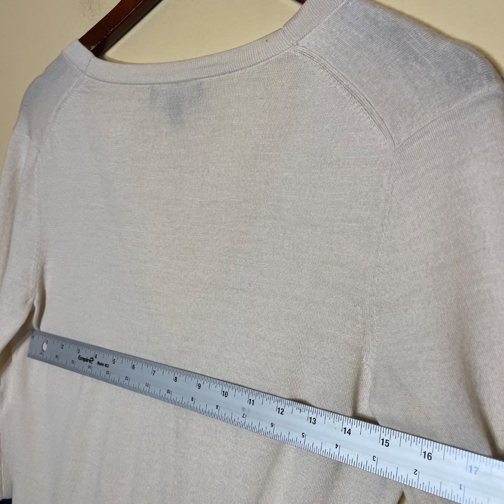 Cream Cardigan with Navy Stripes - Picture 6 of 8